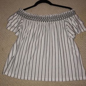 Soft off the shoulder striped shirt